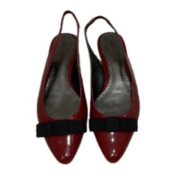 Naturalizer Dark Red Burgundy Sling Back Kitten Heels With Black Bow NWOT - Picture 1 of 4